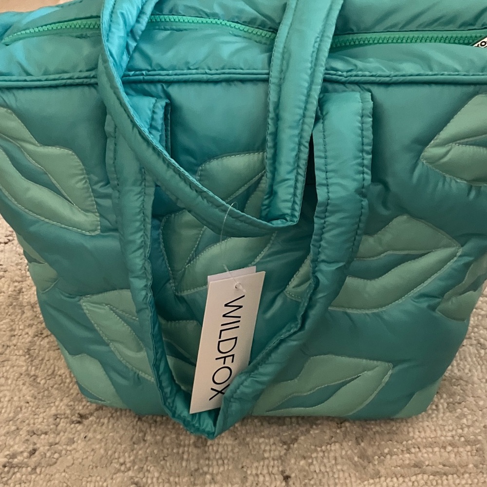 Wildfox Aqua Quilted Tote lip  Bag